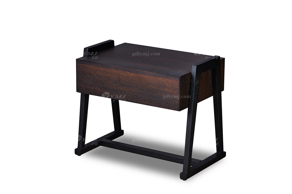 意大利極簡風(fēng)別墅會所品牌高端家具我是北美進口紅橡實木大床床頭柜組合床頭柜