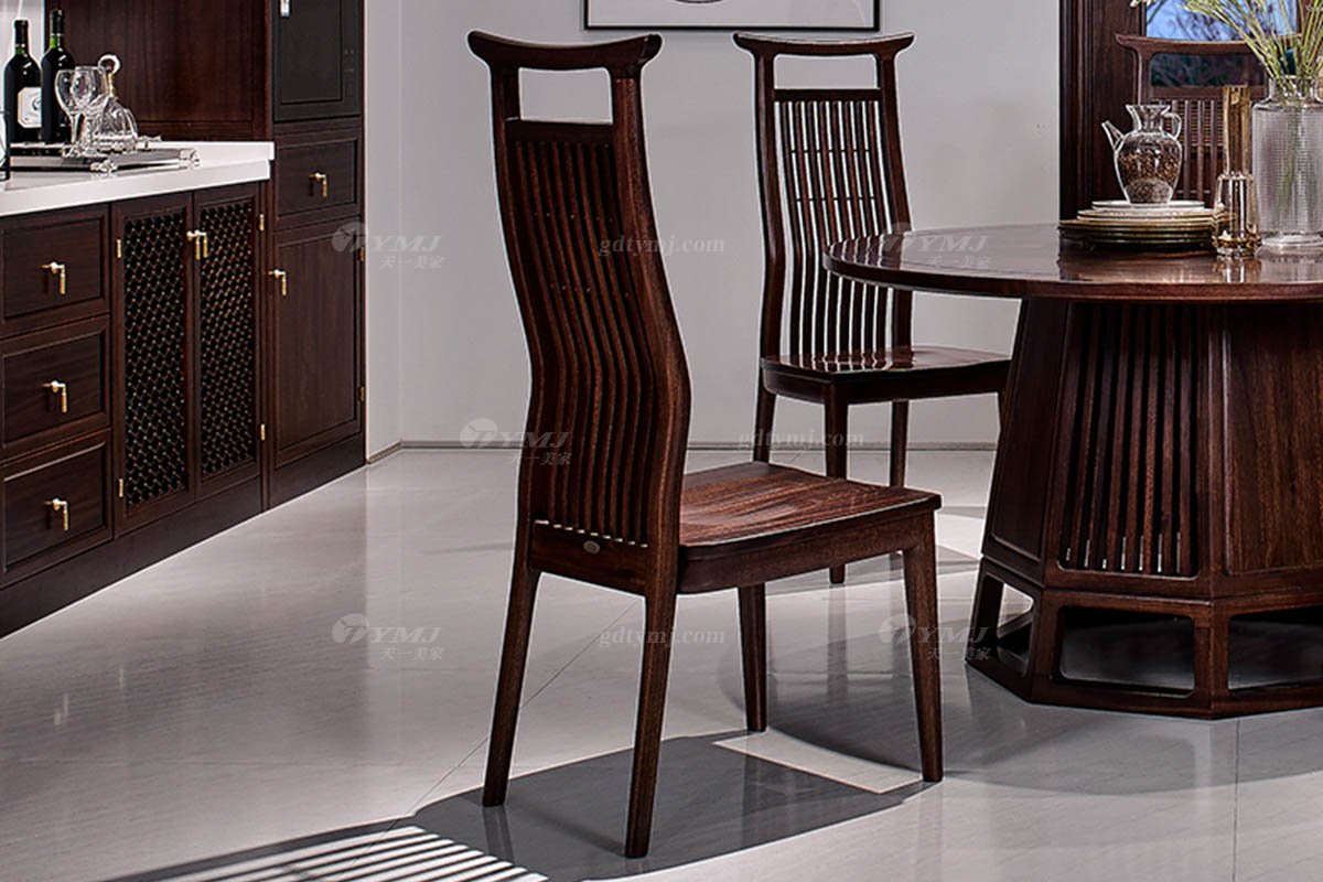 高端別墅會所家具品牌輕奢新中式風格餐廳實木餐桌餐椅組合餐椅