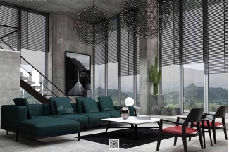 別墅大宅家具品牌會所家具意大利極簡私宅家用客廳家具墨綠色轉角沙發(fā)組合