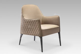 高端別墅家具現代輕奢時尚咖色真皮休閑椅