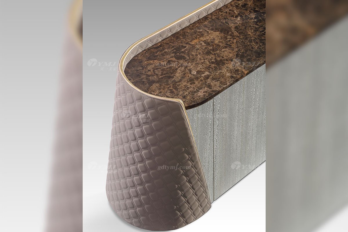 高端別墅會所家具現代輕奢時尚淺色尼斯色高級大理石電視柜電視柜LH2802細節