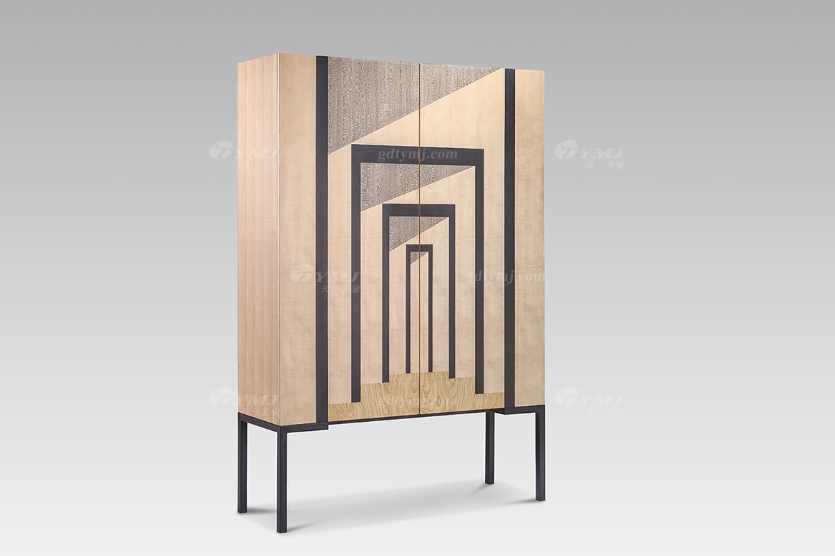 現代輕奢高端別墅家具品牌時尚白楓木裝飾柜裝飾柜LH2829側面