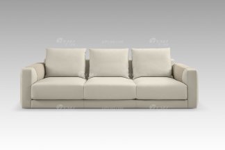 現代輕奢高端別墅豪華品牌家具米色真皮三位沙發