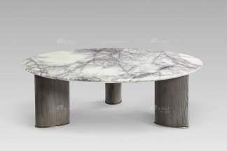 高端現代輕奢時尚高級大理石面+灰橡意大利金底茶幾