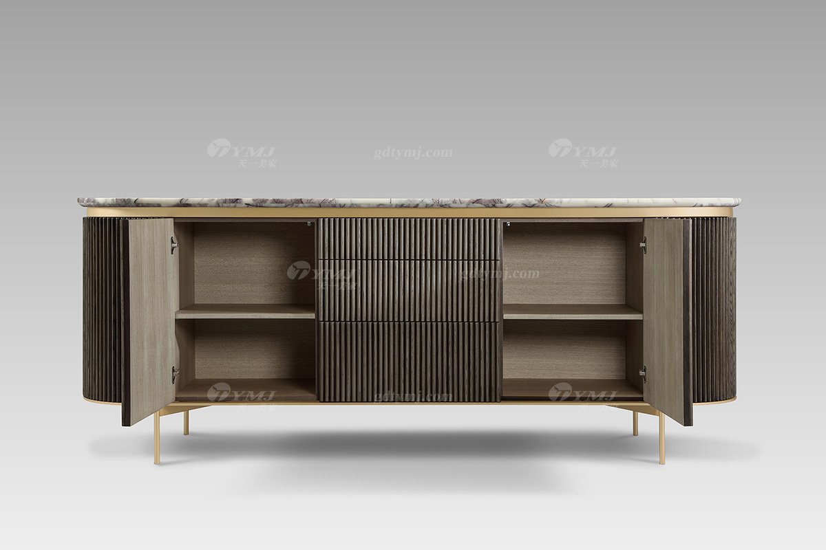 現代輕奢時尚大理石面灰橡+意大利金底吧臺吧臺DT2821側1