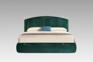 現代輕奢時尚創意高端綠色絨布藝大床