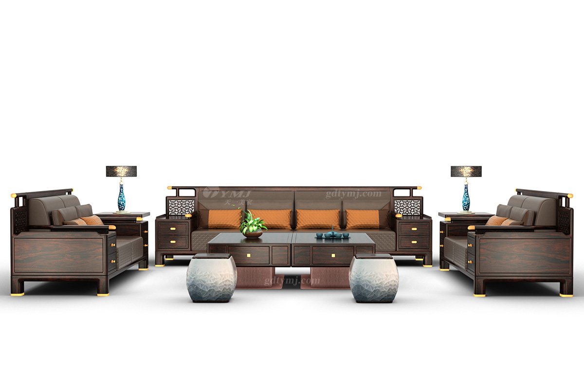 高端時尚新中式輕奢家具品牌黑酸枝單位沙發單位沙發H-PDSF1組合