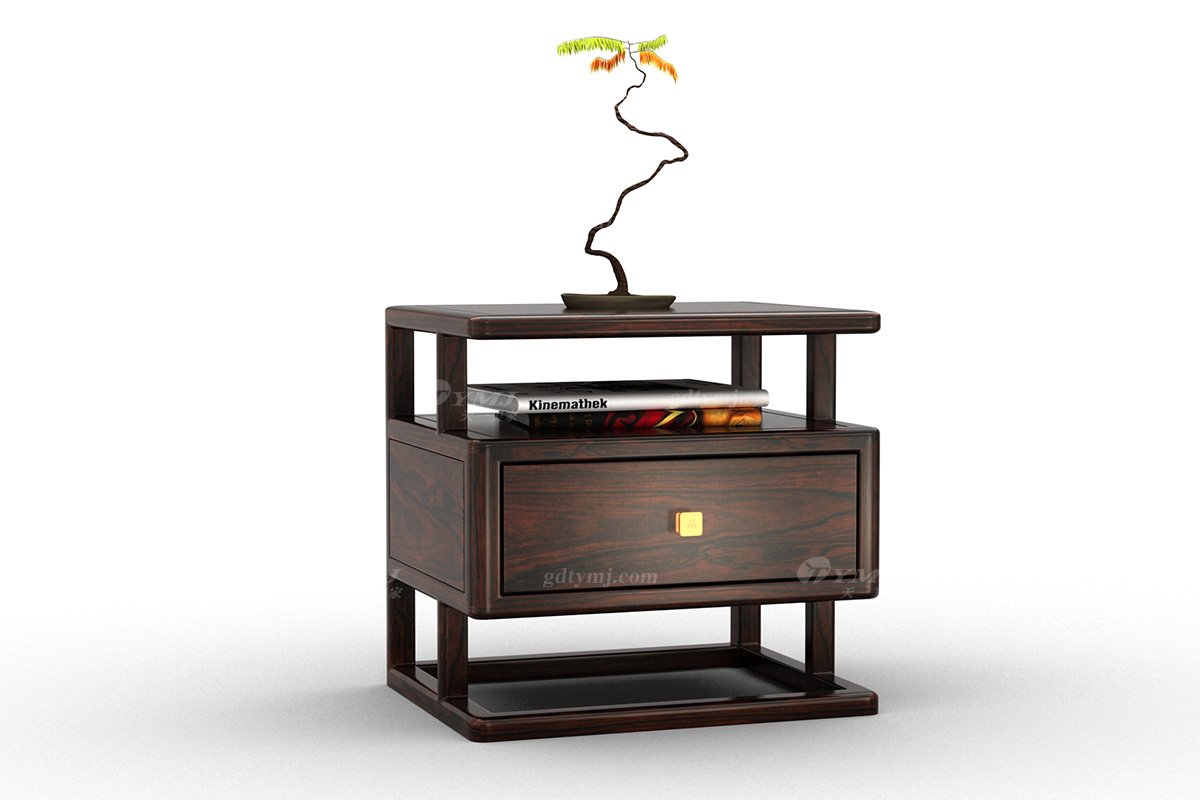 優雅新中式輕奢高端品牌家具黑酸枝實木床頭柜