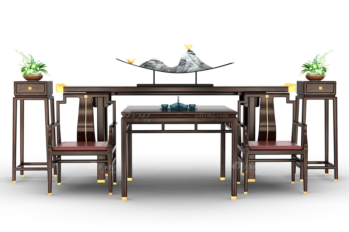 高端會所家具時尚新中式輕奢全紅木黑酸枝實木八仙桌八仙桌H-PDFZ組合