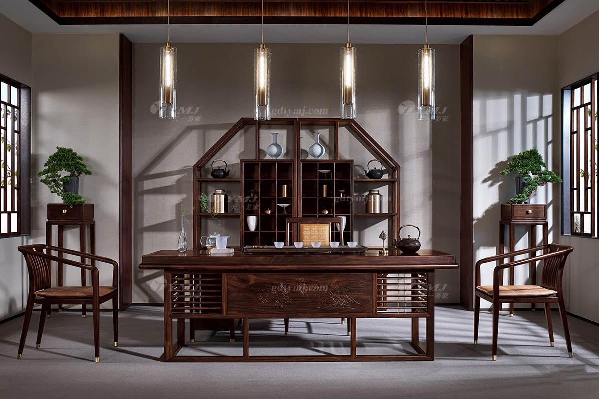 高端會(huì)所別墅家用家具新中式輕奢全紅木黑酸枝實(shí)木茶臺(tái)茶臺(tái)H-PMCT場(chǎng)景