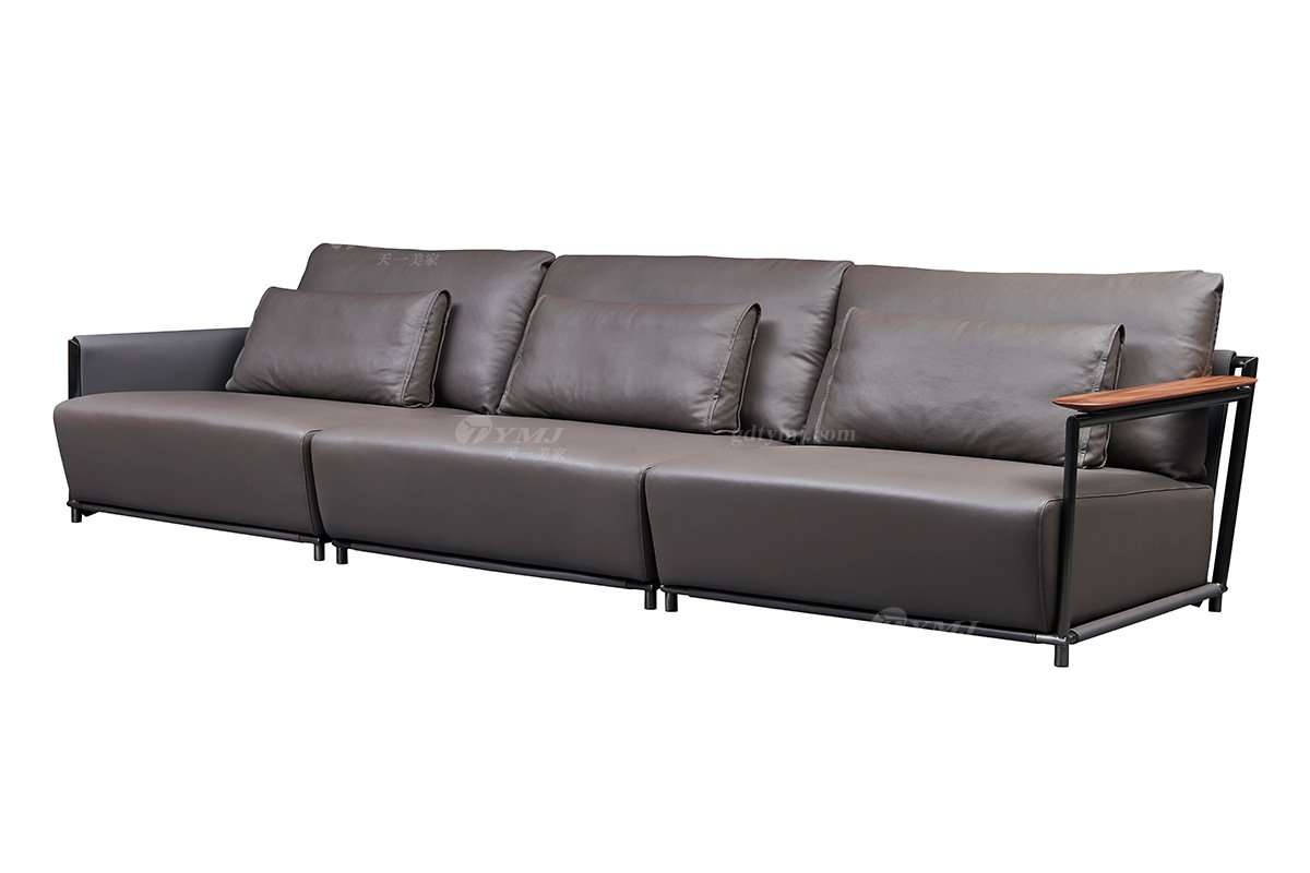 現代時尚輕奢家具品牌客廳家具不銹鋼拉絲想黑色金屬皮藝軟包四人位沙發SF-13-01E多人位沙發