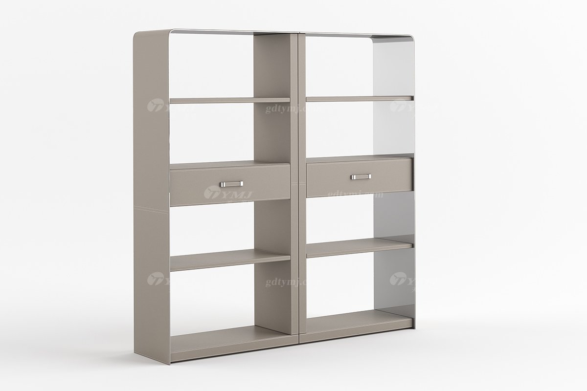 現代輕奢家具品牌別墅家具時尚書房馬鞍皮藝書柜展示柜