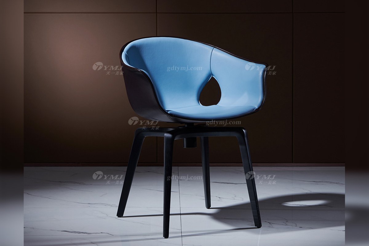 現代時尚輕奢家具品牌爆款馬鞍皮藝+進口白蠟木書椅SY-02書椅場景