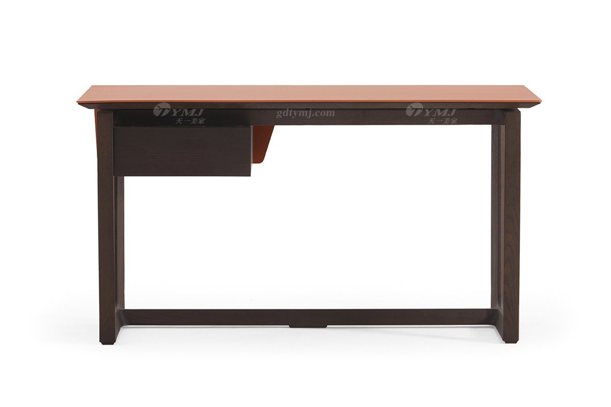 現(xiàn)代輕奢家具高端別墅家具品牌時尚馬鞍皮藝+進(jìn)口白蠟實木書桌SZ-01書桌1