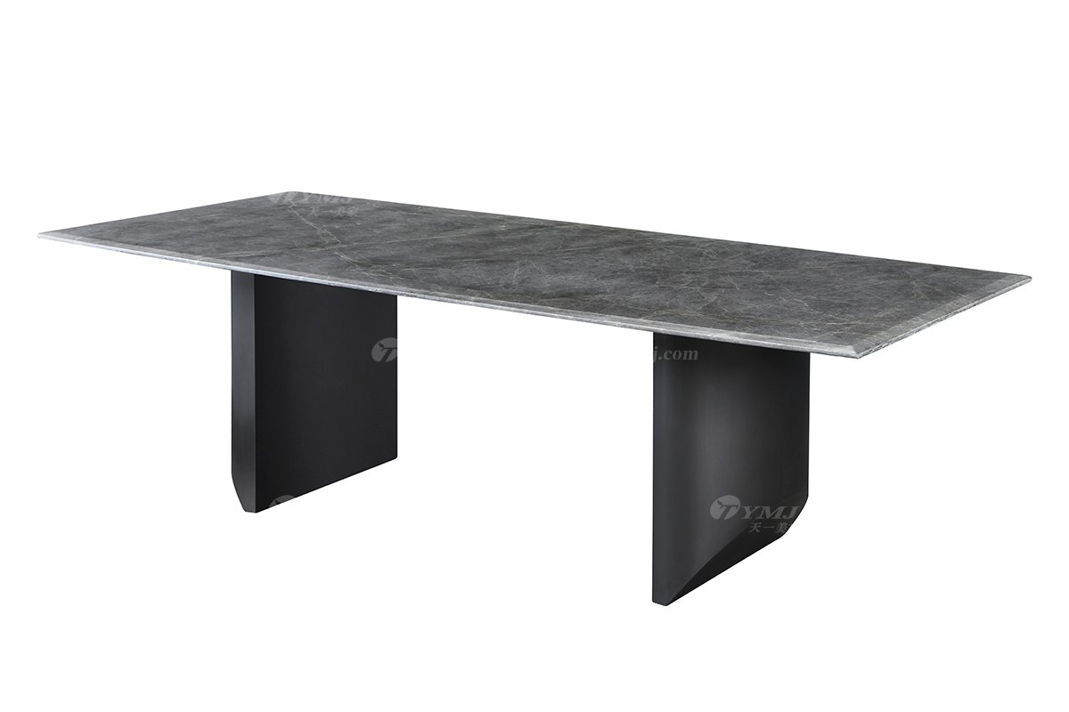  現代時尚輕奢家具品牌別墅家具餐廳金屬+土耳其灰大理石長餐桌DT-17長餐桌