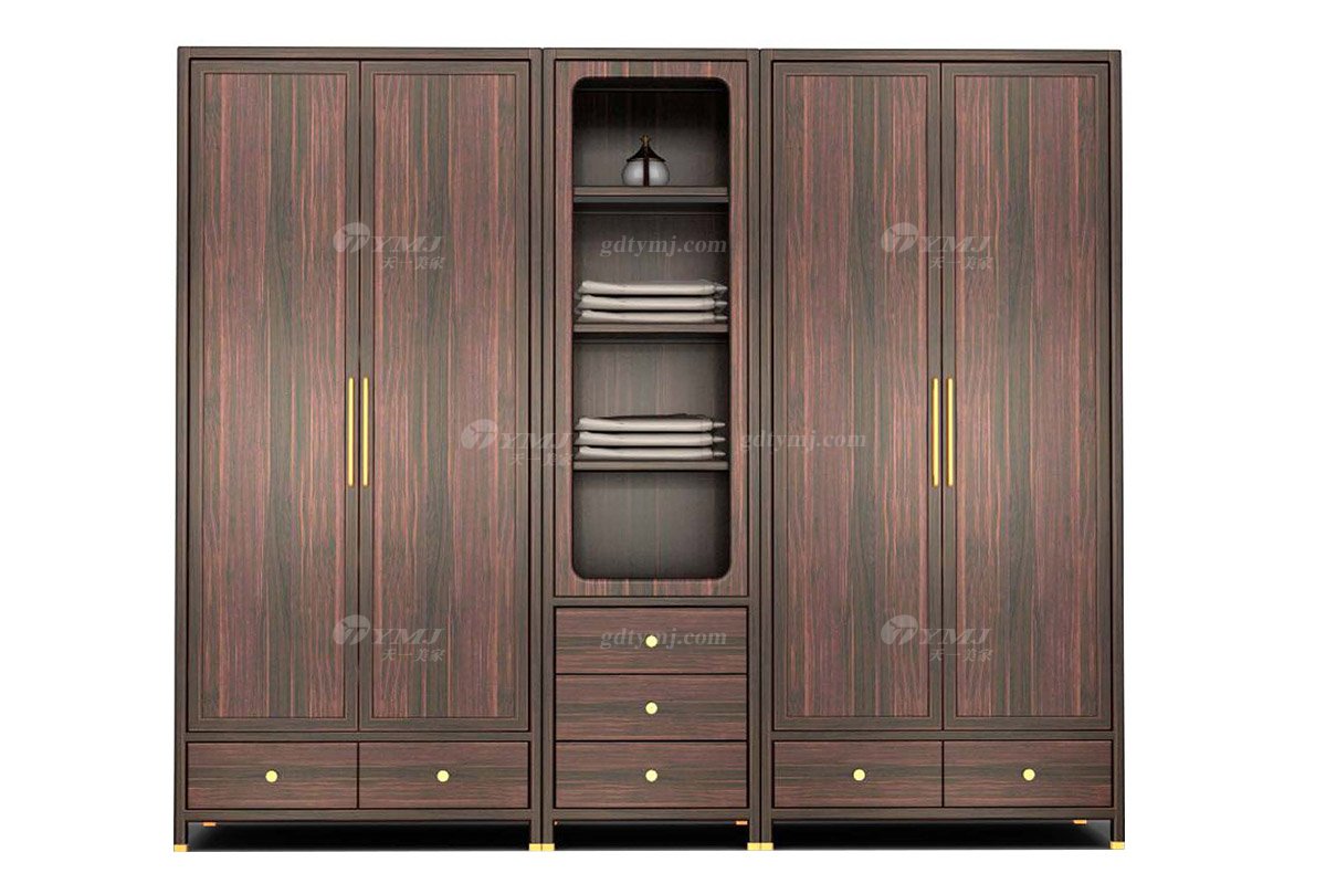 新中式風格家具品牌高端輕奢時尚家具進口烏金木實木衣柜