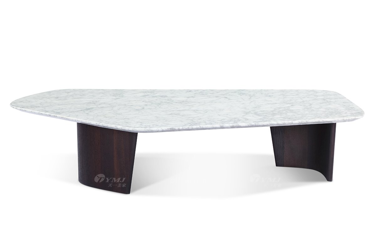 意式極簡風格高端別墅家具現代輕奢時尚客廳煙熏色+大理石異形邊幾