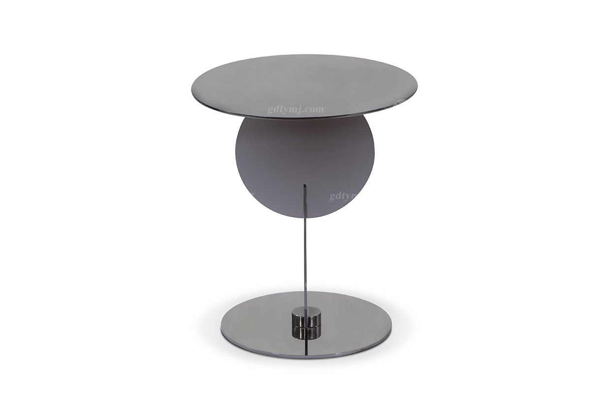 意式極簡風格高端別墅家具現代輕奢時尚客廳鏡面鋼槍黑色小圓幾