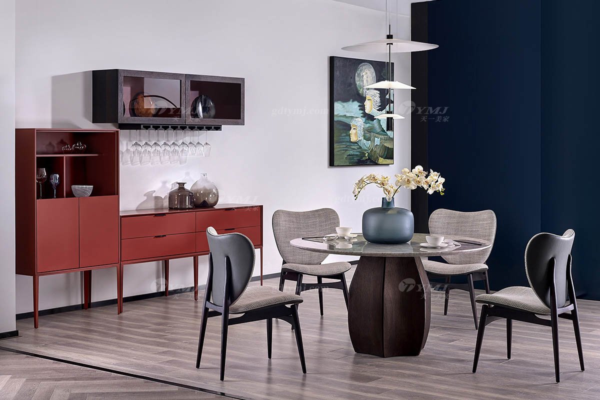 意式極簡風格高端別墅家具品牌現代輕奢簡約時尚餐椅DC1709-1餐椅場景