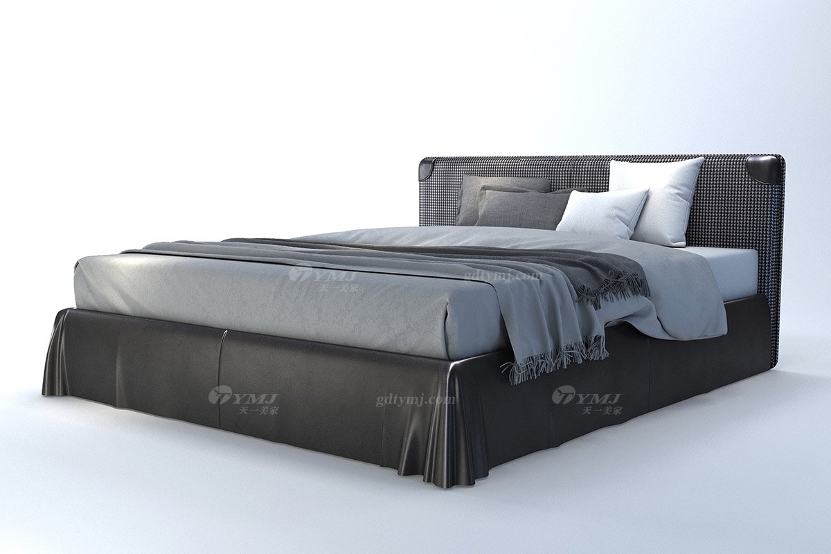 意式極簡風(fēng)格高端別墅會所家具品牌現(xiàn)代輕奢臥室高級真皮雙人床BB1603-18雙人床