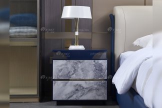 高端別墅豪宅家具星級酒店家具品牌后現代輕奢風格臥室時尚孔雀藍床頭柜