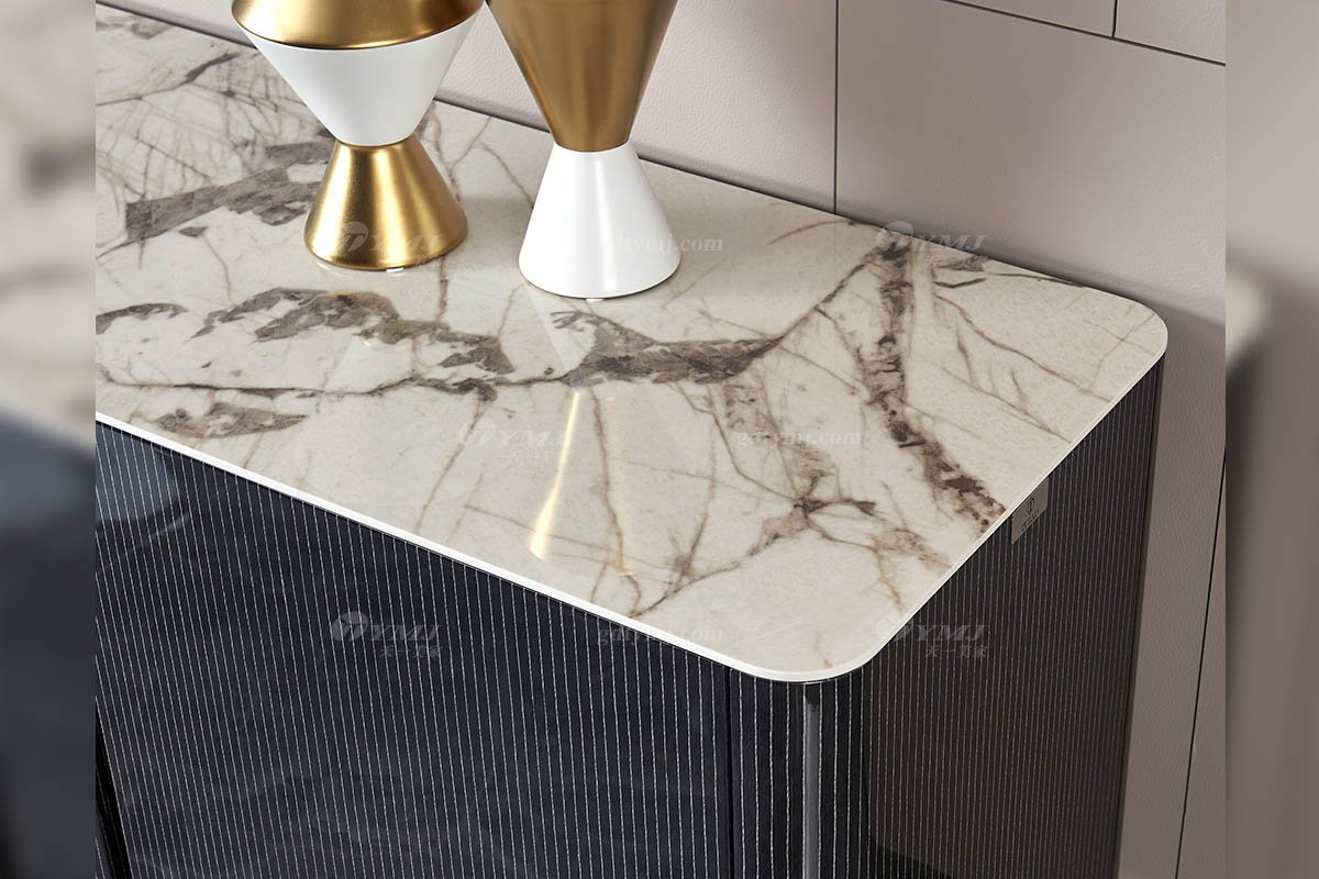 高端別墅豪宅家具星級酒店家具品牌后現(xiàn)代輕奢風格客廳時尚大理石面+黑檀+金屬電視柜TK601-220電視柜3