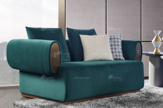 高端別墅豪宅家具星級酒店家具品牌后現(xiàn)代輕奢風(fēng)格客廳時尚創(chuàng)意綠色皮藝雙人沙發(fā)