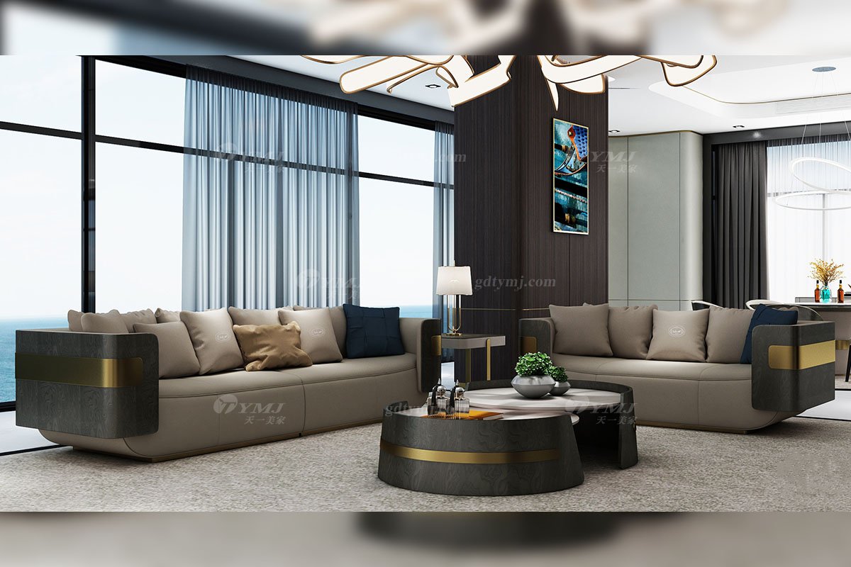 輕奢后現(xiàn)代風(fēng)格家具高端會(huì)所別墅品牌家具時(shí)尚客廳魚肚白灰石面+樹瘤飾面茶幾套幾組合CK167-φ93套幾場(chǎng)景