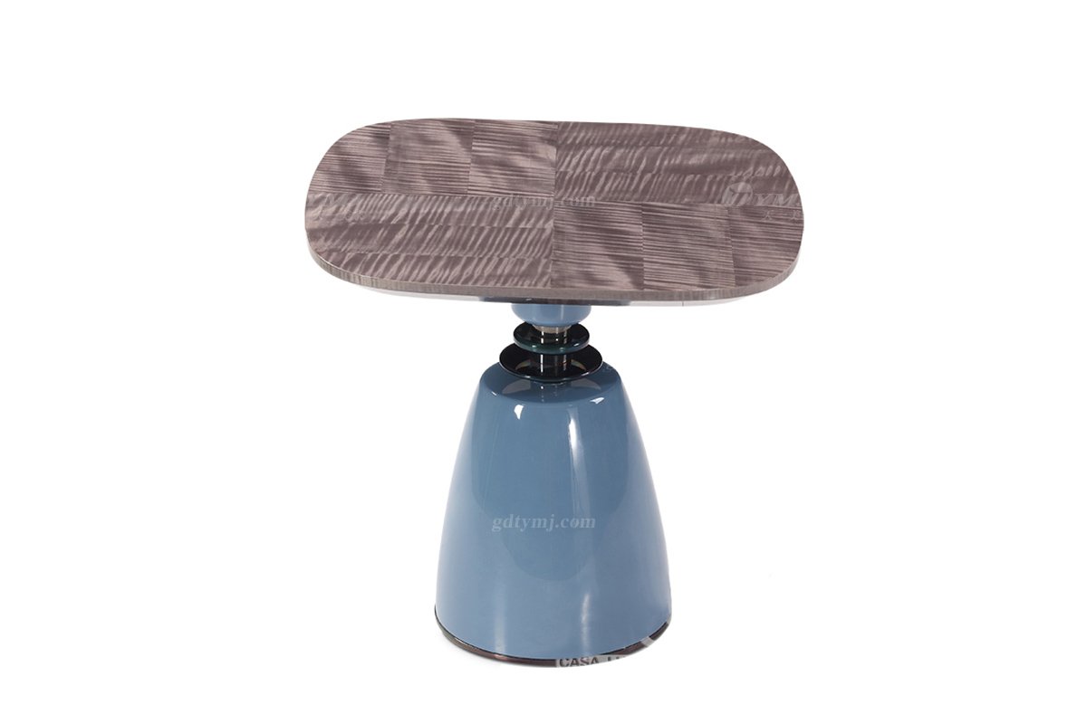 輕奢后現代風格家具高端會所別墅品牌家具時尚客廳灰藍色角幾邊幾