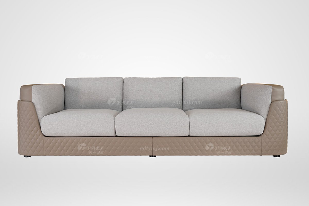 簡美輕奢風格家具高端別墅會所家具品牌客廳時尚皮布藝三位沙發