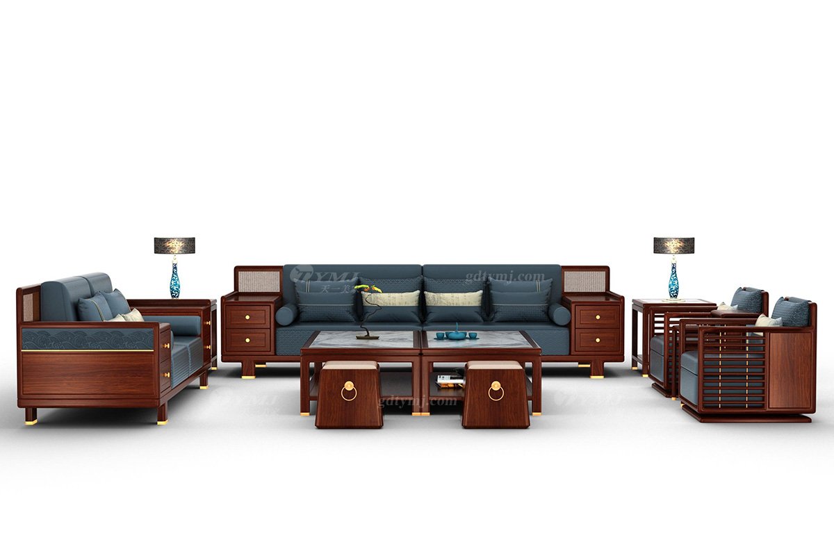 時尚新中式辦公家具風格品牌家具簡約大氣高端進口實木安哥拉紫檀坐凳休閑凳大展宏圖休閑凳組合