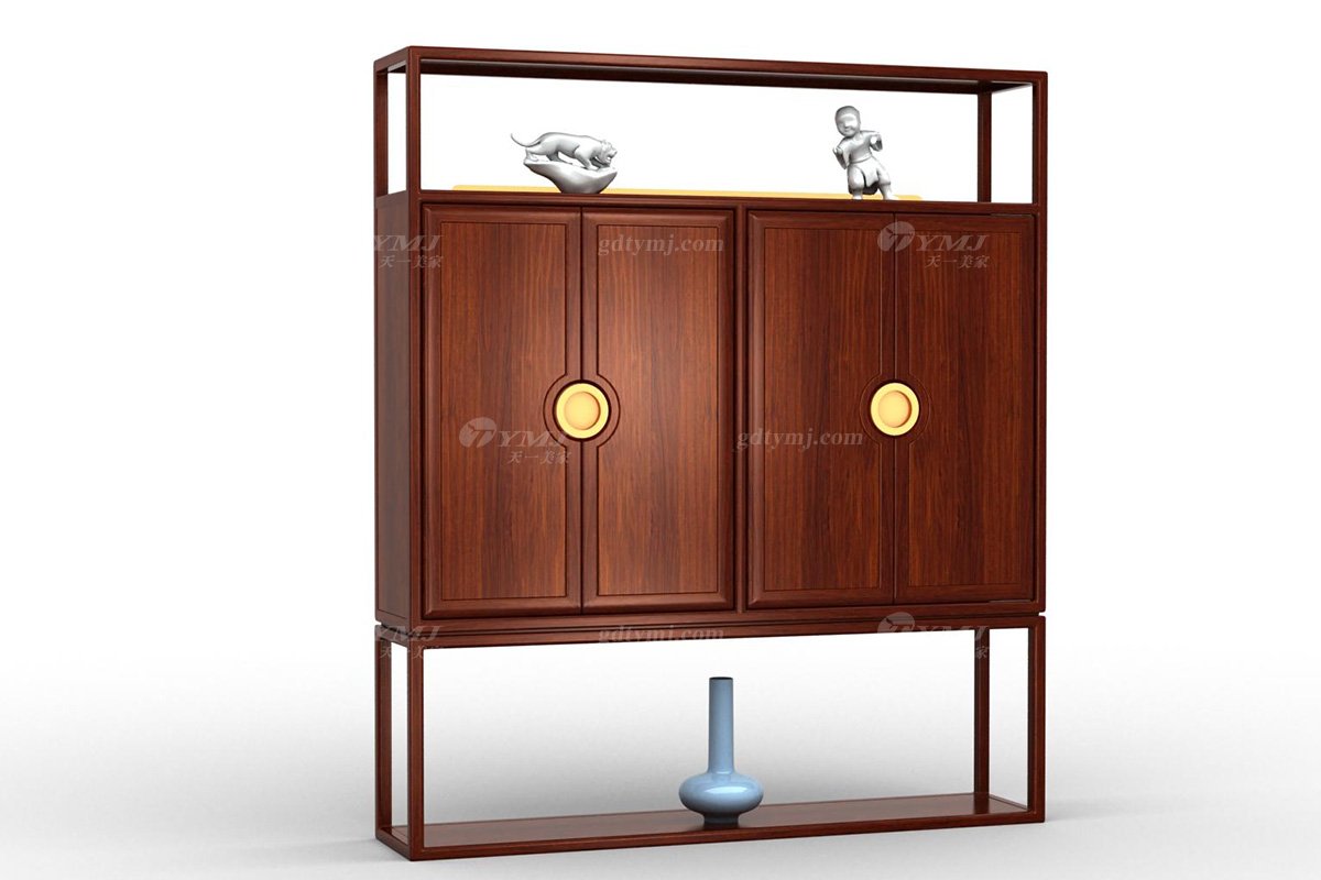 高端新中式辦公家具風格品牌家具簡約大氣安哥拉紫檀實木書柜文件柜組合馬到成功文件中柜