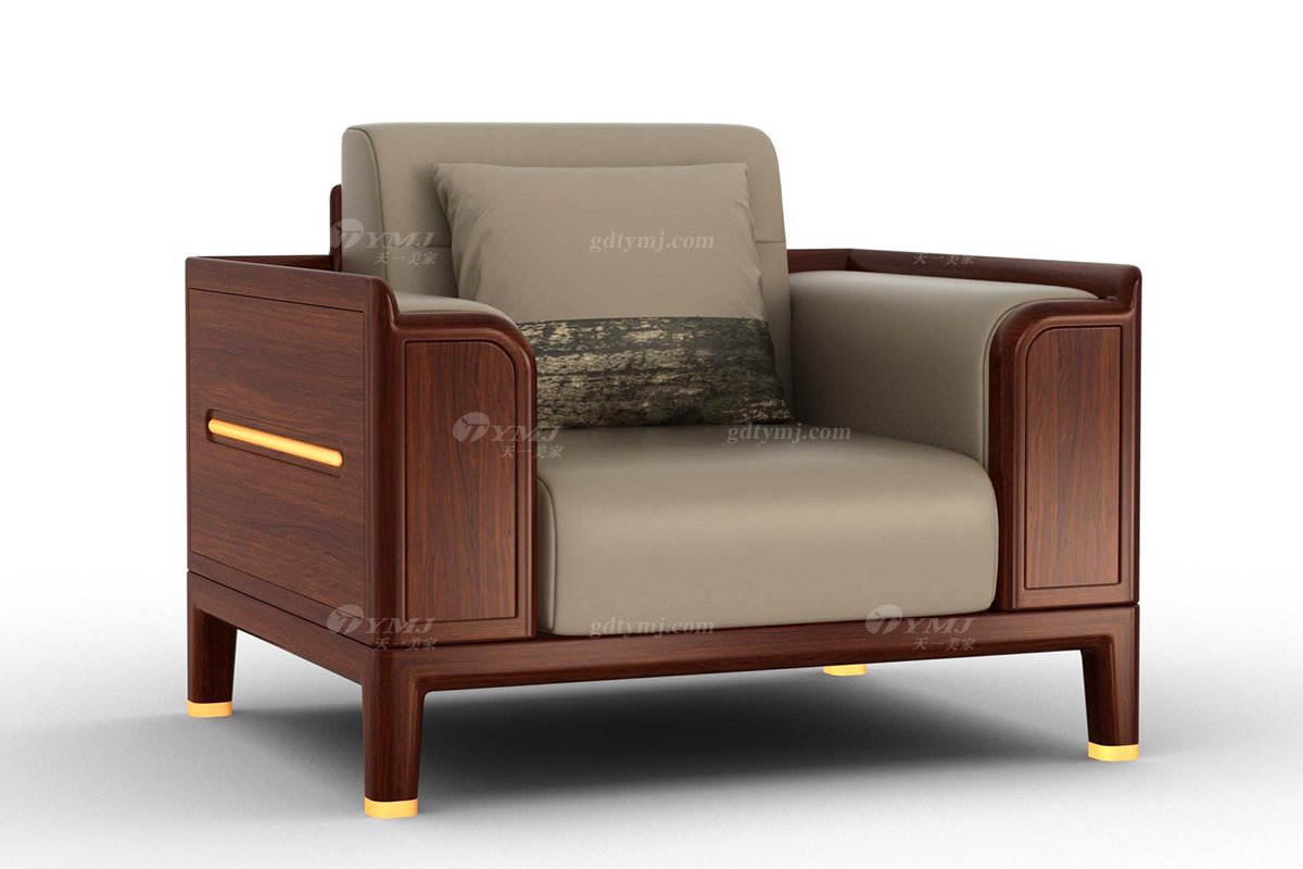 高端新中式辦公家具風格品牌家具簡約大氣實木刺猬紫檀單位沙發