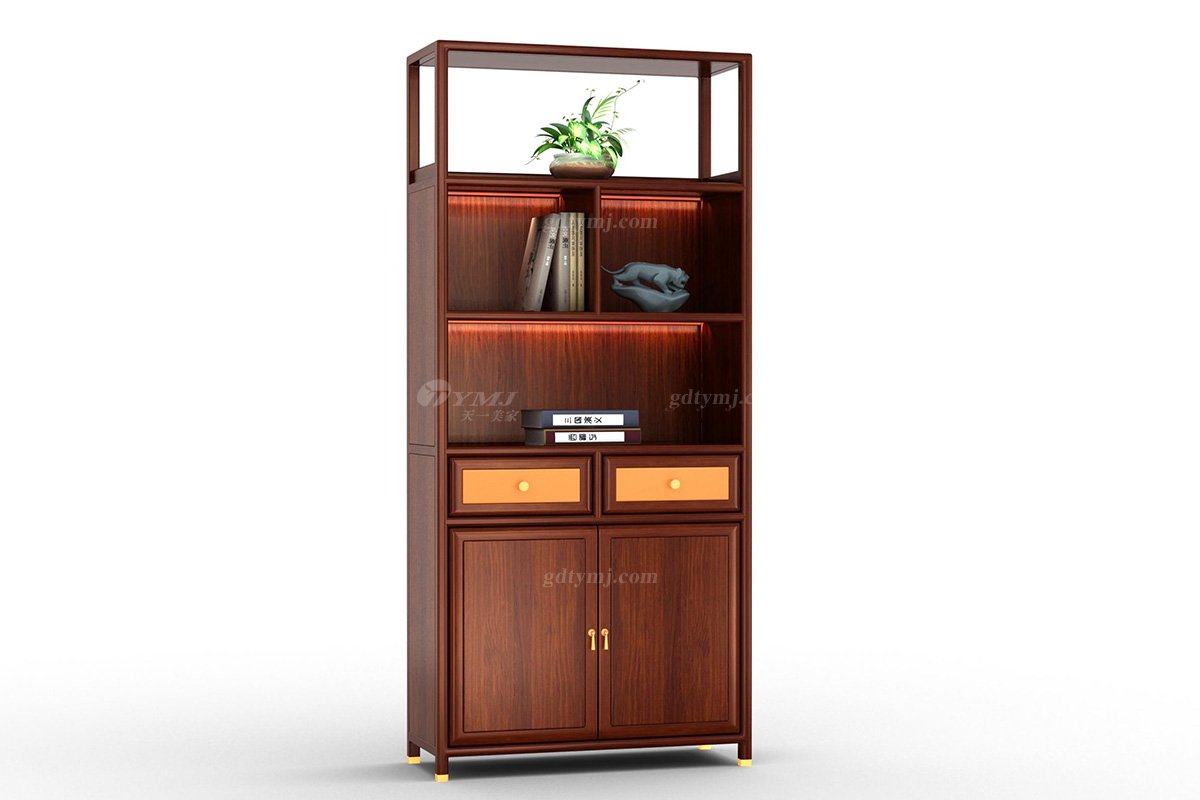 新中式辦公家具風格高端品牌家具簡約大氣實木刺猬紫檀書柜文件柜水墨江南文件柜邊柜