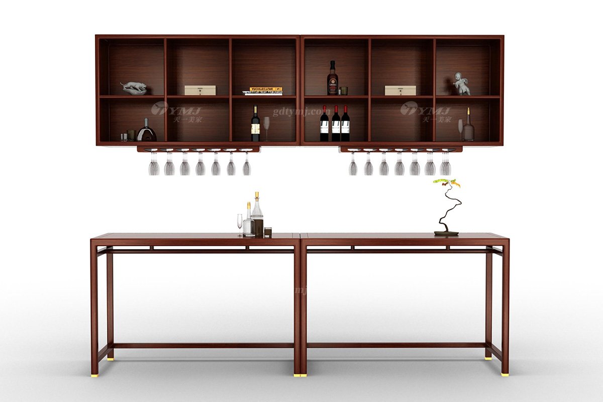 新中式辦公家具風格高端品牌家具簡約時尚大氣實木刺猬紫檀吧臺