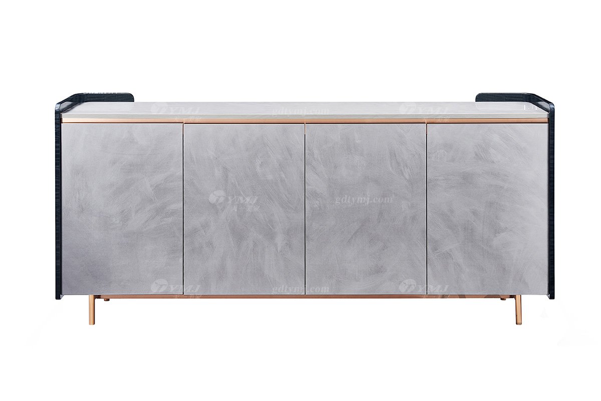 高端輕奢后現代風格家具會所別墅家具品牌時尚玫瑰金拉絲餐柜