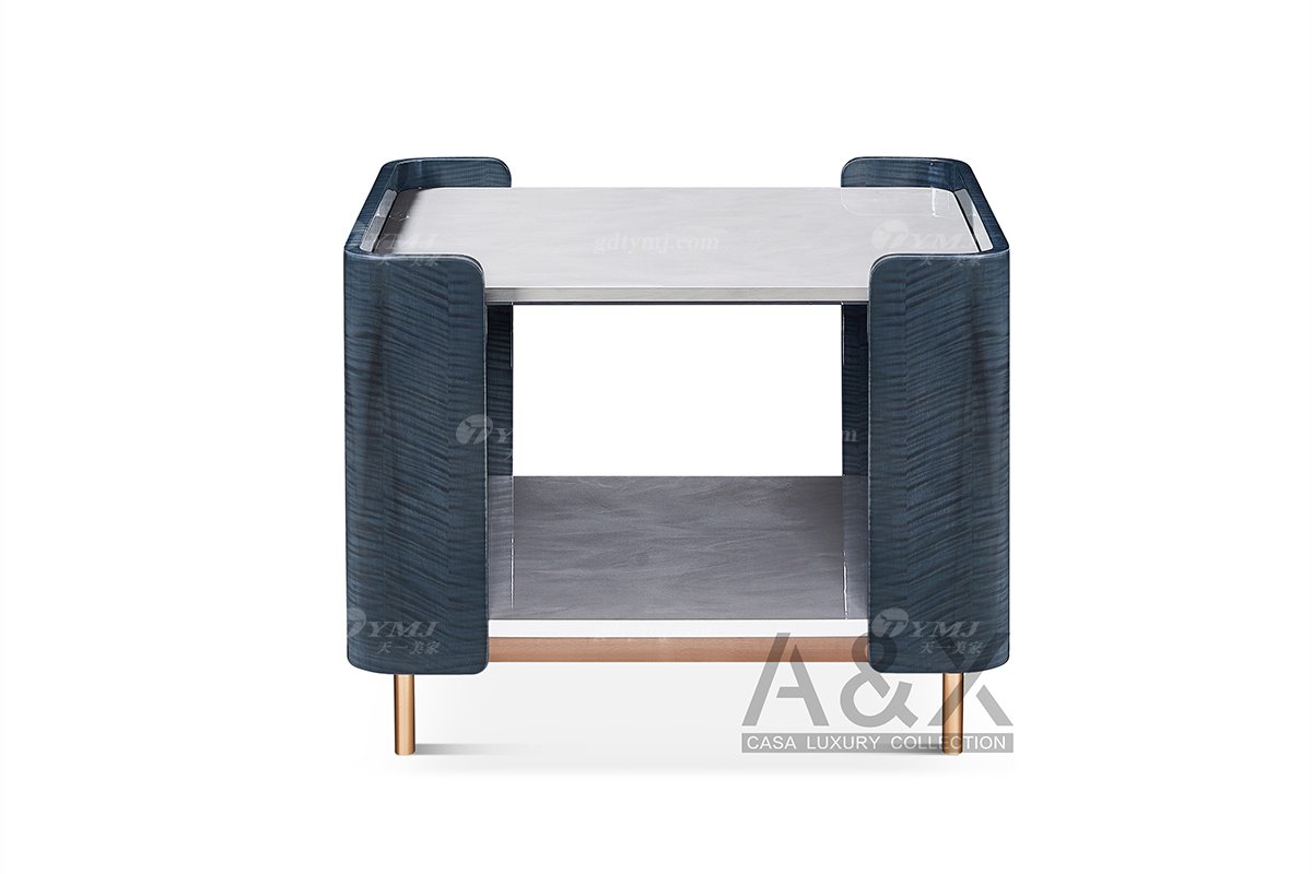 輕奢后現代風格家具高檔會所別墅家具品牌時尚不銹鋼玫瑰金角幾邊幾