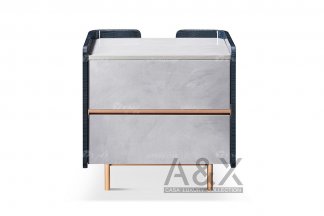 輕奢后現代風格家具高端會所別墅家具品牌時尚大氣不銹鋼玫瑰金拉絲床頭柜