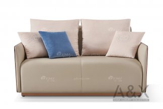 輕奢后現代風格家具高端會所別墅家具品牌時尚大氣皮藝+莫蘭迪蘭亮光二位沙發