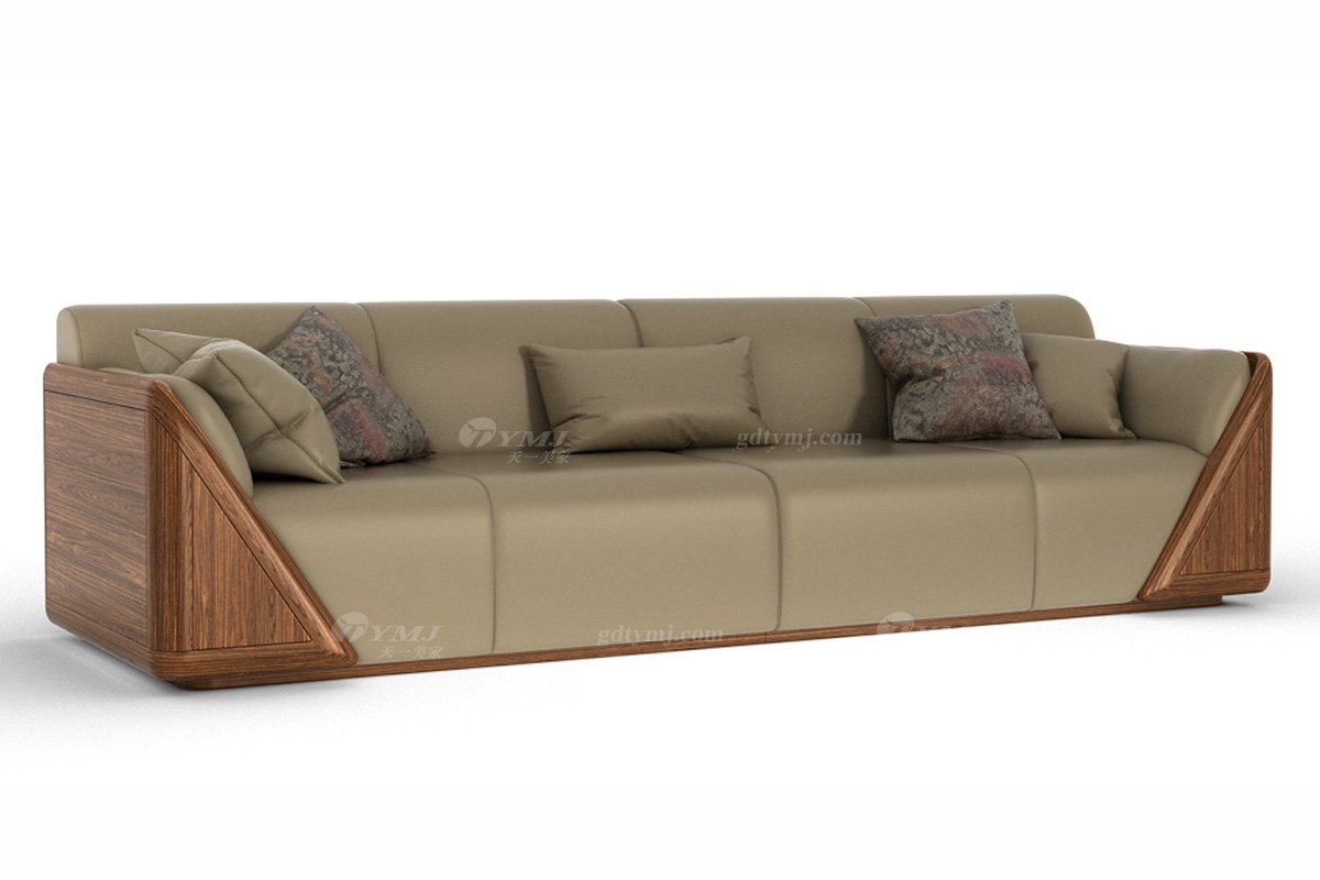 新中式高端別墅家具品牌簡約實木四位沙發