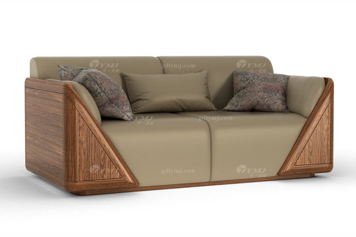 新中式高端別墅家具品牌簡約風格客廳實木二位沙發