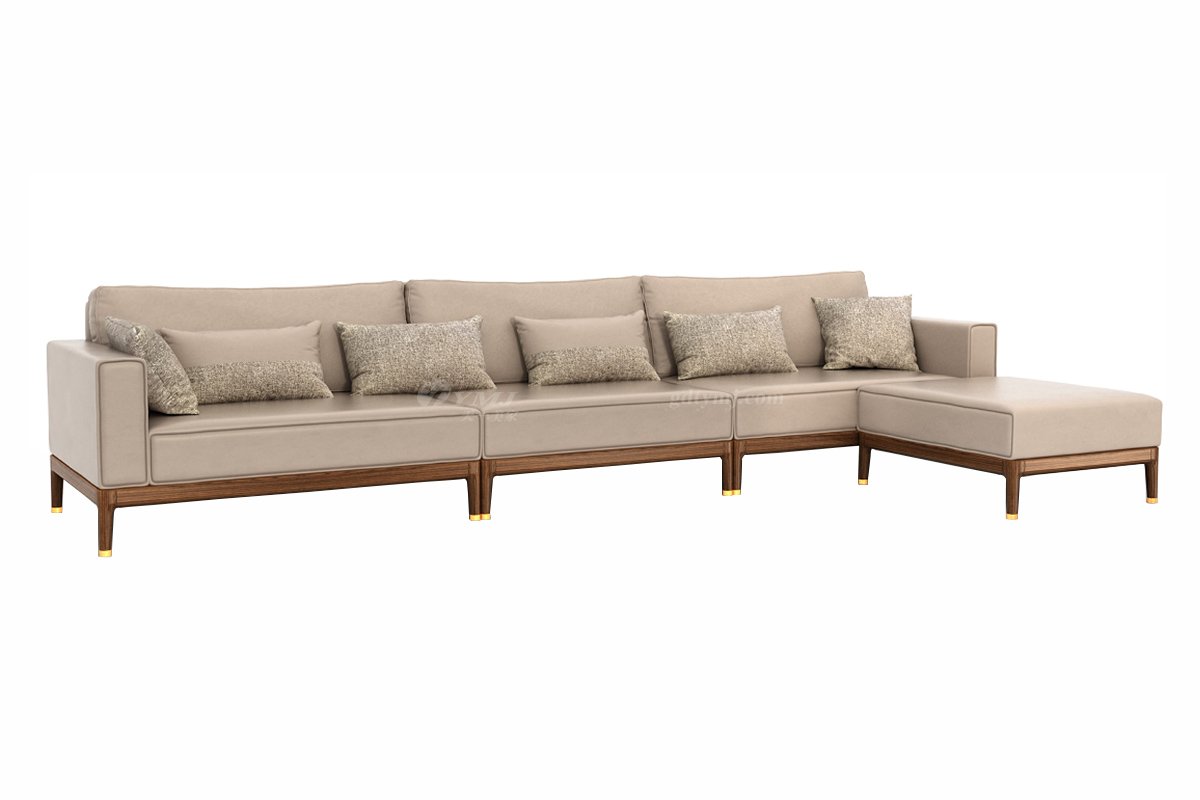 新中式家具風(fēng)格高端別墅家具品牌簡約風(fēng)格客廳極簡米色生態(tài)皮轉(zhuǎn)角沙發(fā)