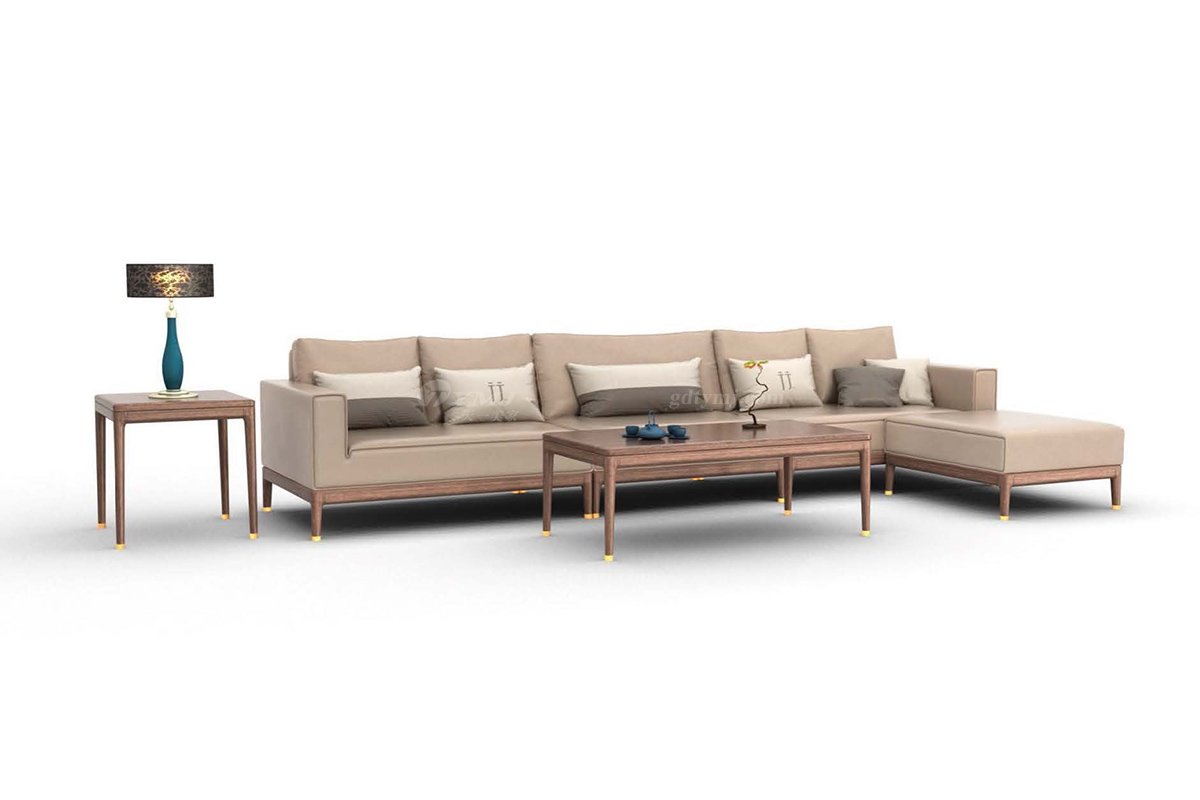 新中式家具風(fēng)格高端別墅家具品牌簡約風(fēng)格客廳極簡實木方茶幾H-XSCJ長茶幾場景