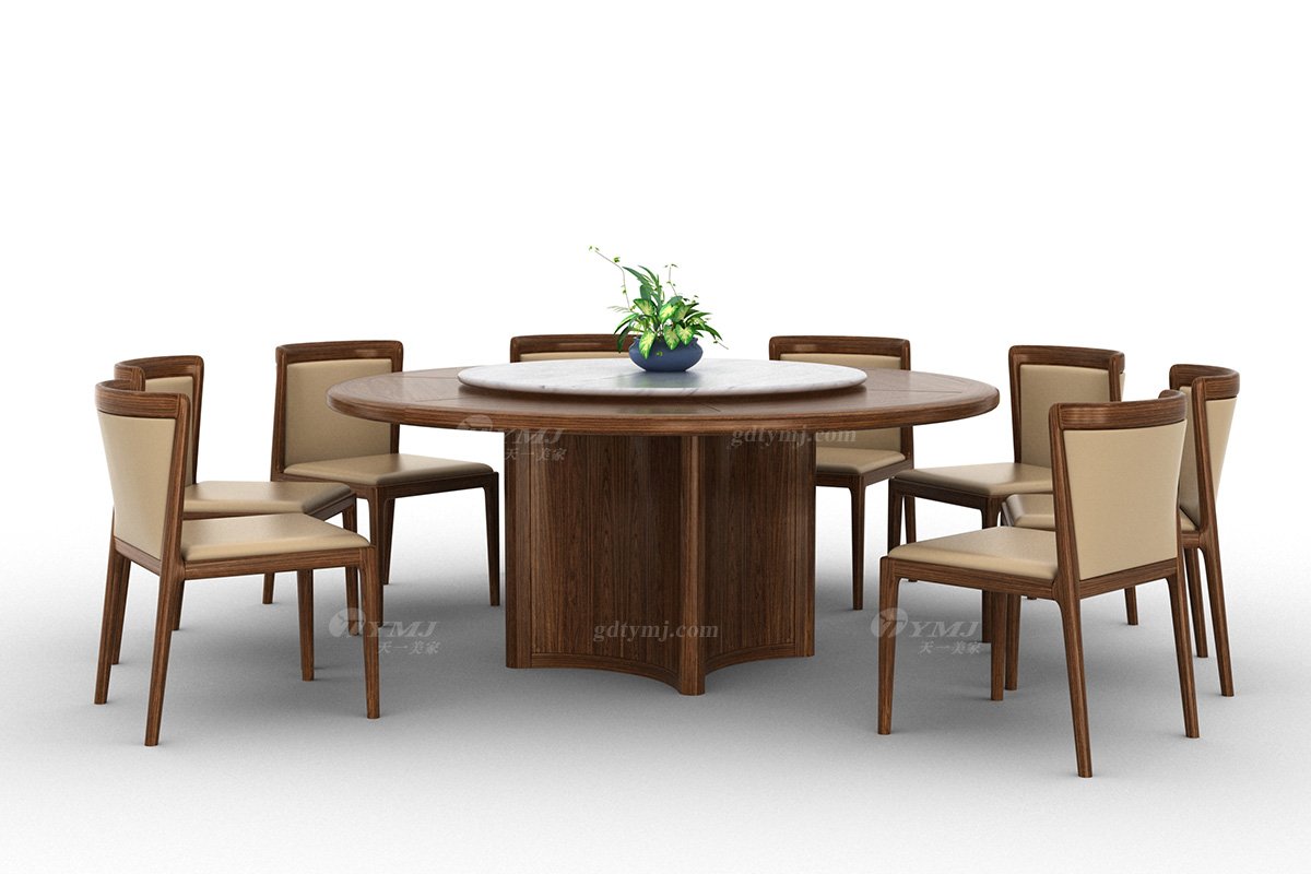 新中式風(fēng)格家具高端會(huì)所家具品牌簡(jiǎn)約餐廳家具實(shí)木圓餐臺(tái)餐桌H-XLCT圓餐臺(tái)場(chǎng)景
