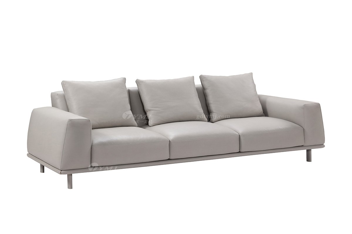 意式極簡風格別墅會所家具現代簡約客廳四位沙發(fā)LS1909-46真皮沙發(fā)