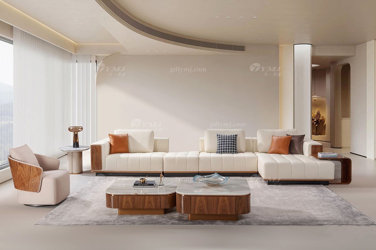 輕奢后現代風格家具高端會所別墅品牌簡約長幾茶幾CK756-1長幾場景