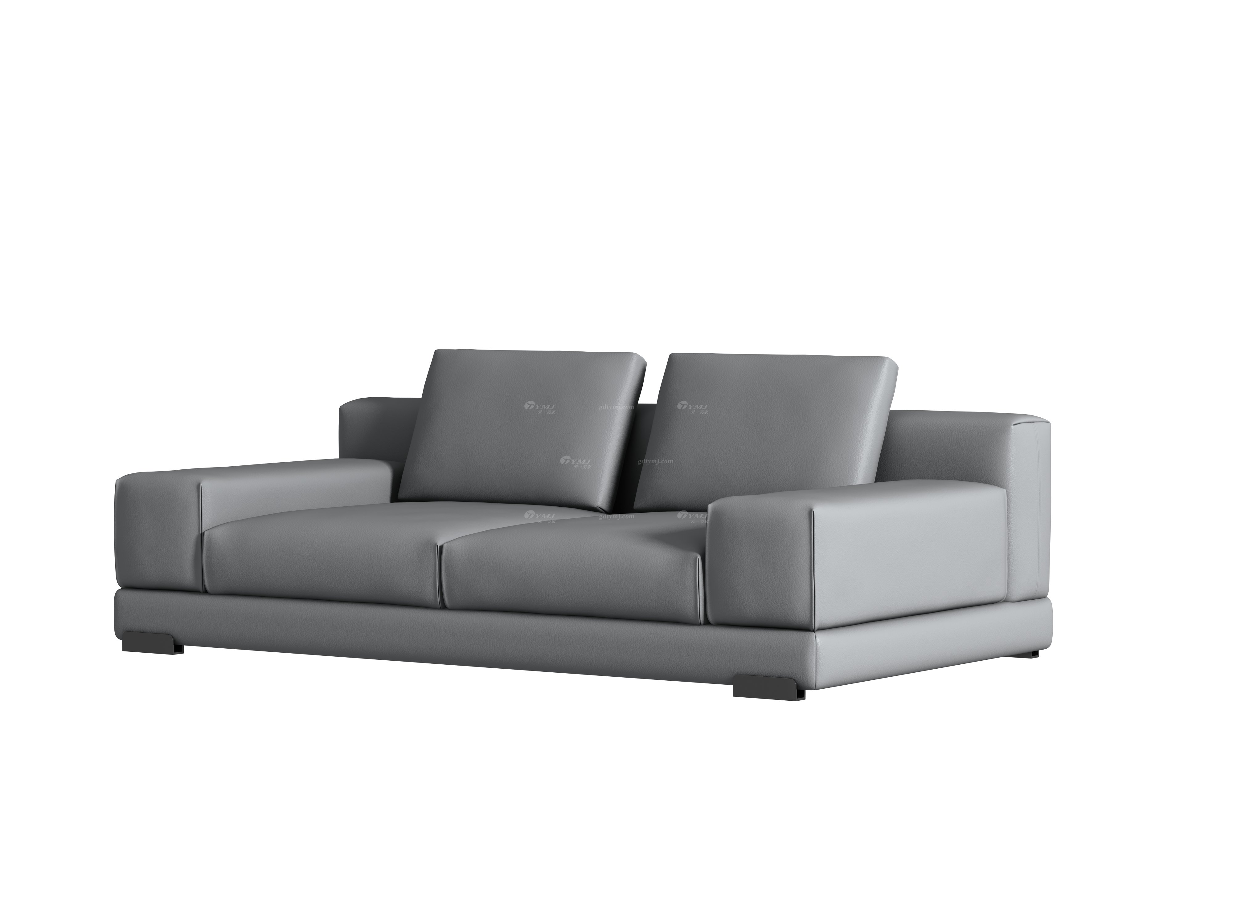 極簡風格家具別墅會所舒適實木進口頭層黃牛皮灰色二人位沙發SF-102特價款二位沙發