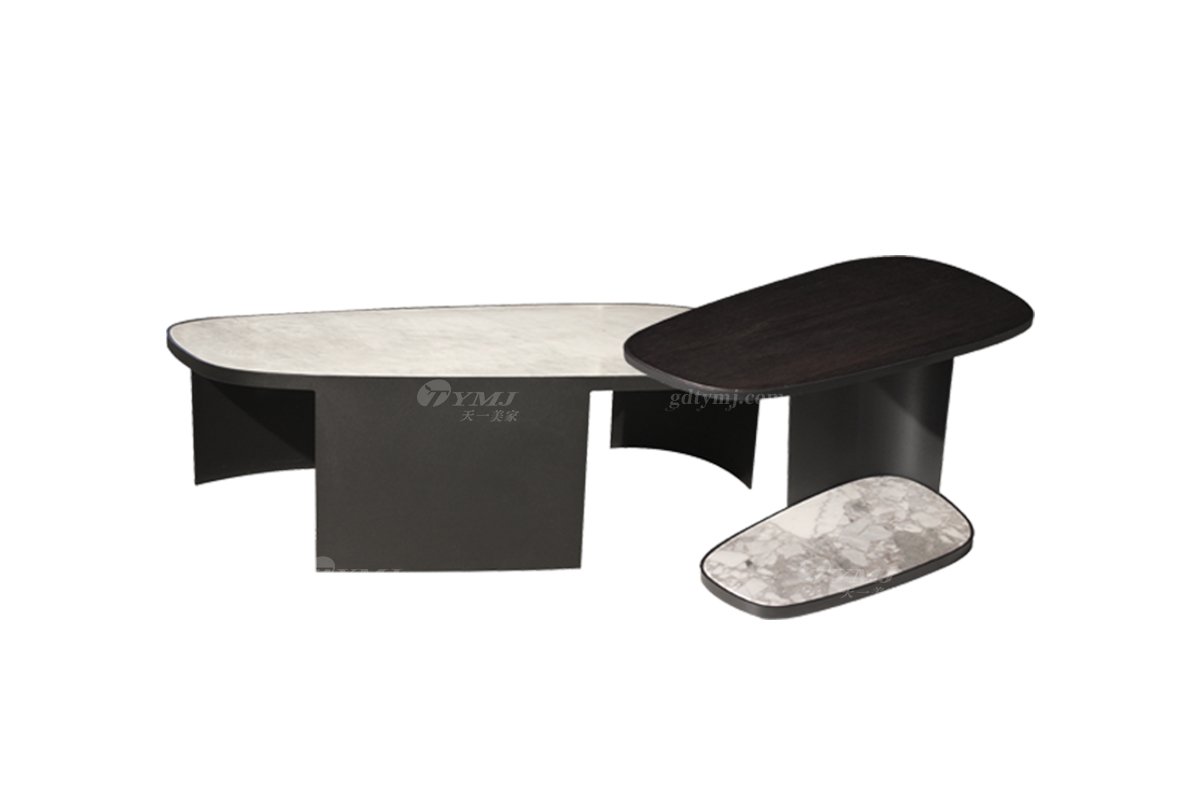極簡風格家具別墅會所簡約家用五金+大理石長幾邊幾組合