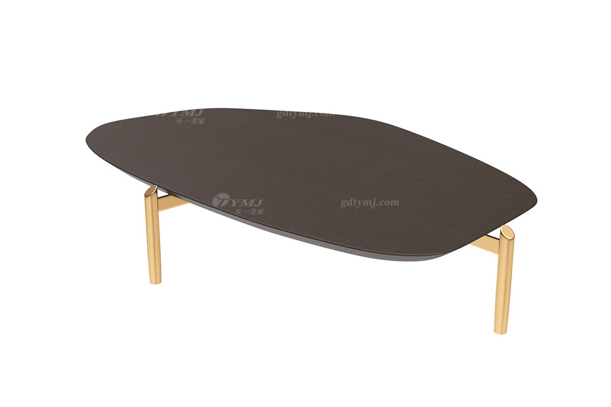 極簡風格家具別墅會所簡約家用創意五金+煙熏木皮茶幾
