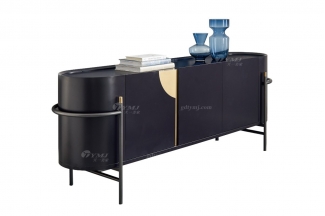 極簡風格家具高端別墅會所大宅簡約E0級環保板黑色餐邊柜